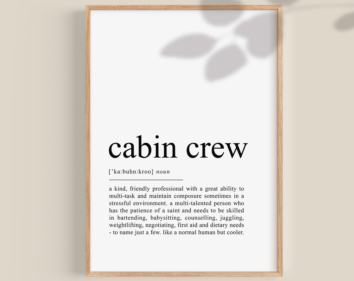Cabin Crew Definition Typography Art Print