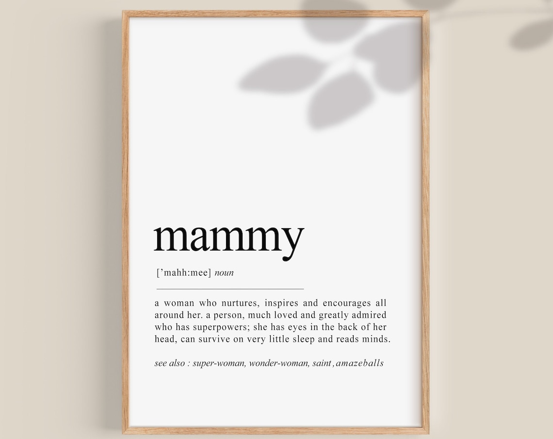 Mammy Definition Print, Irish Mammy Dictionary Art
