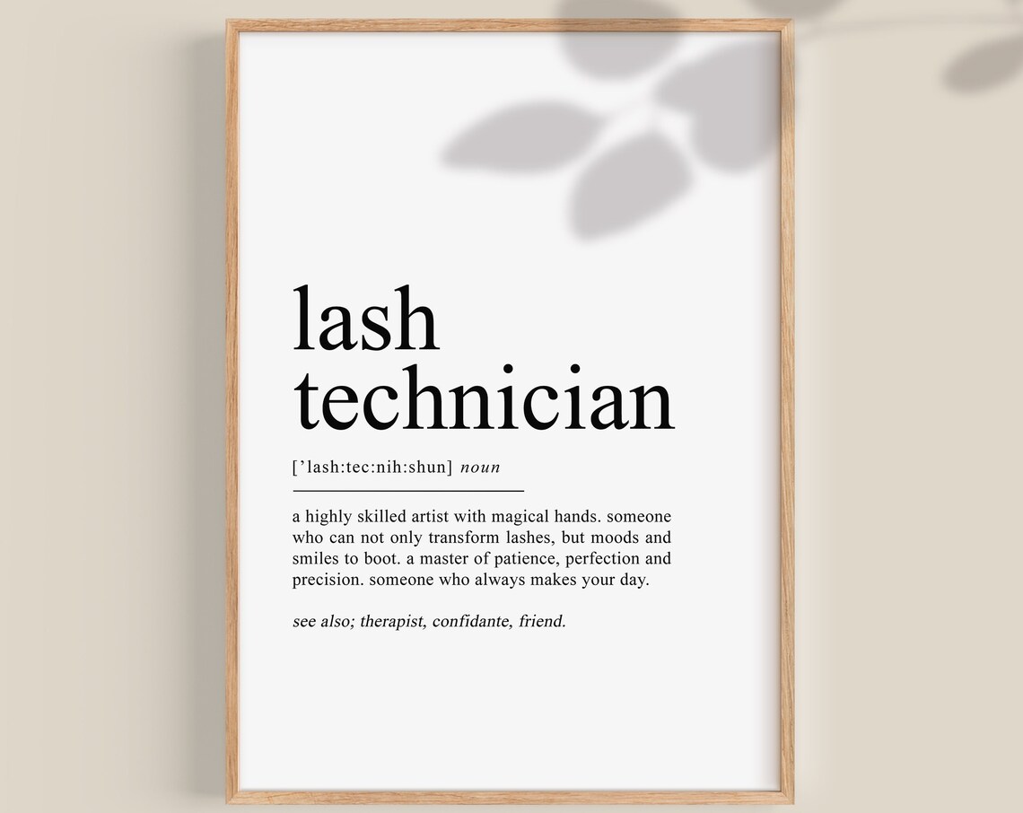Lash Technician Definition Print, Salon Decor