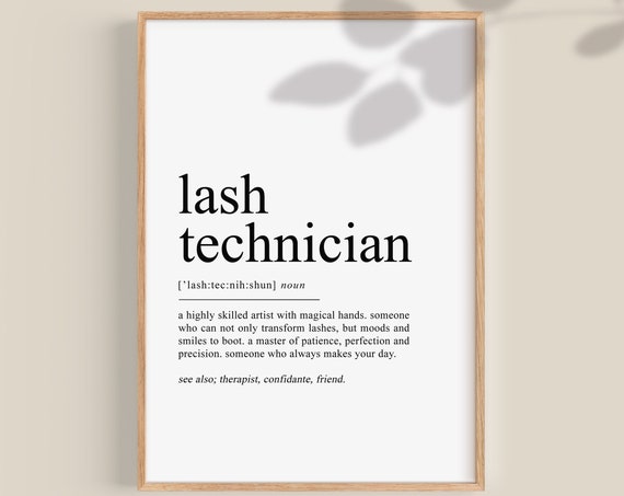 Lash Technician Definition Print, Salon Decor