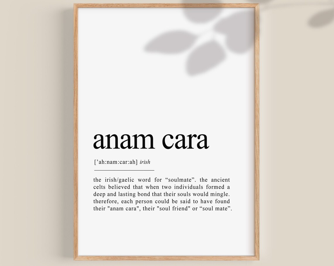 Anam Cara Gaeilge Definition Art Print, Irish Decor