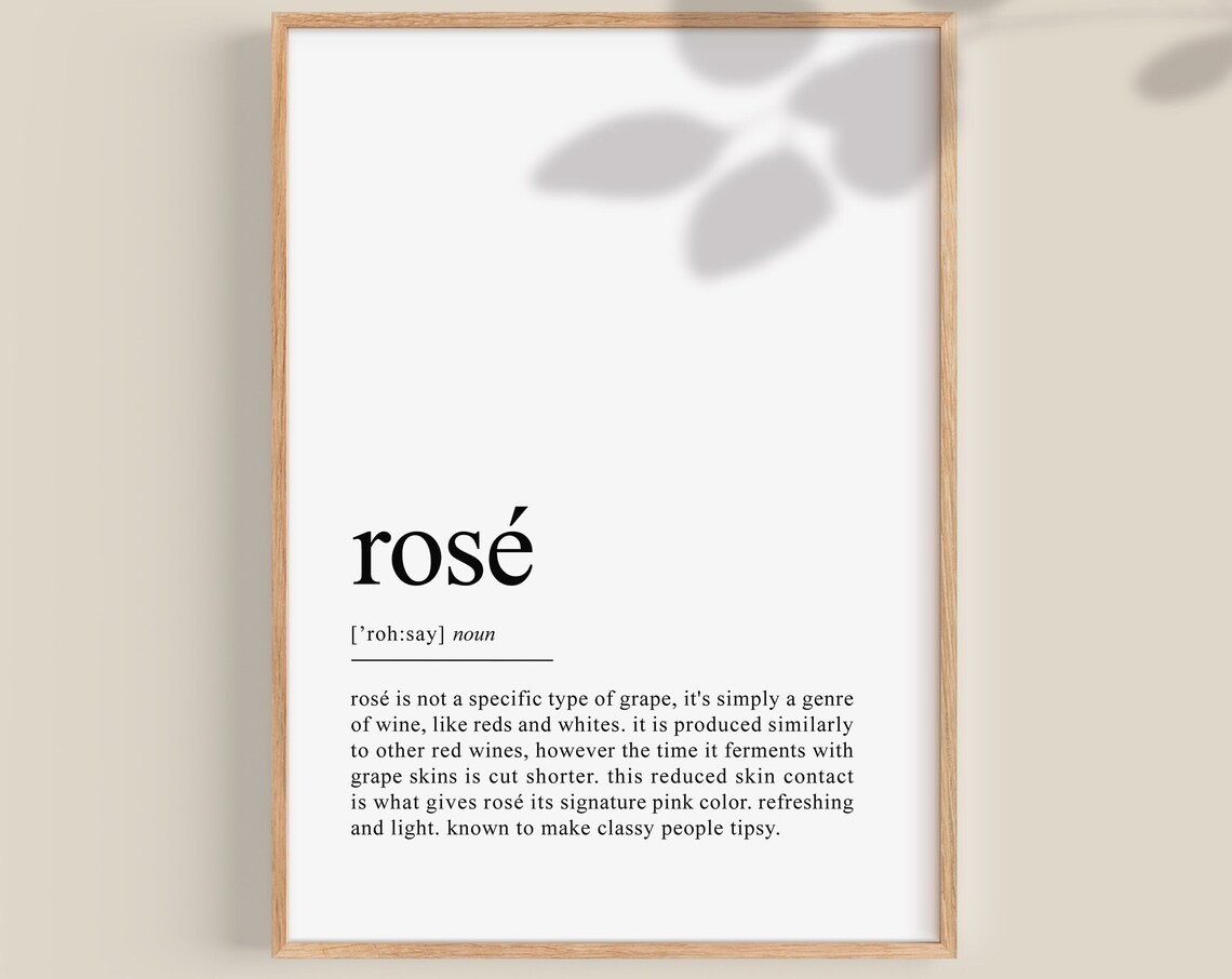 Rose Wine Definition Poster, Modern Bar Art Print