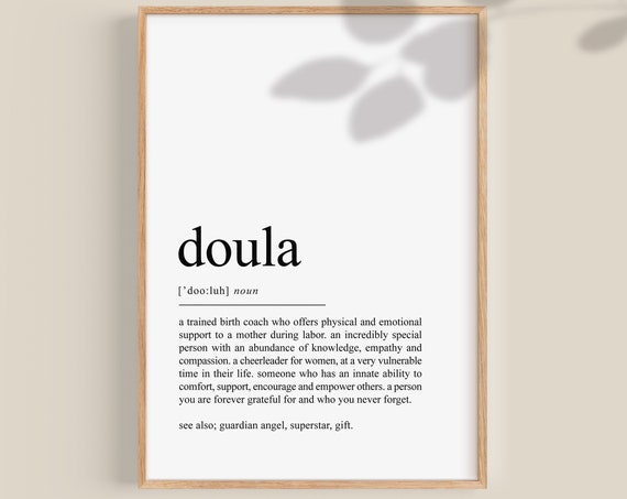 Doula Definition Print, Thank You Wall Art
