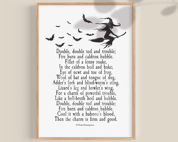 Shakespeare Double Double Toil And Trouble Witch Spell Poster