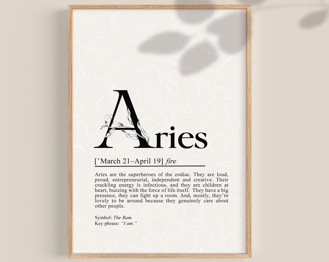 Aries Zodiac Sign Art Print, Astrology Gift