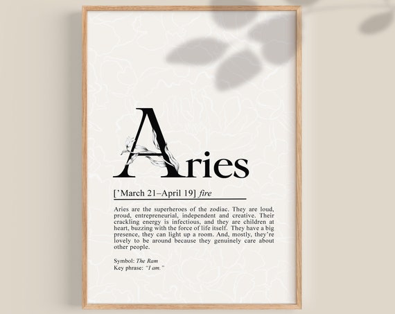 Aries Zodiac Sign Art Print, Astrology Gift