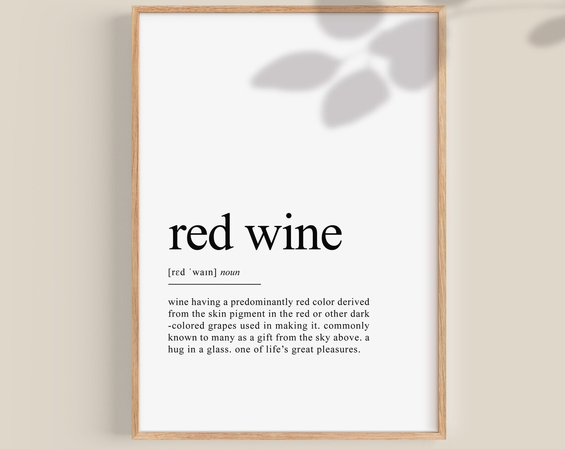 Red Wine Addict Definition, Modern Bar Decor Print