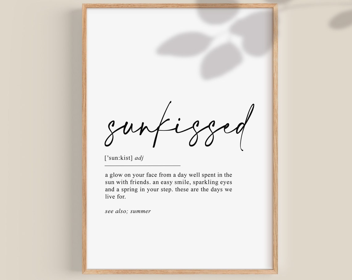 Sunkissed Definition Summer Word Art Dictionary Decor Poster