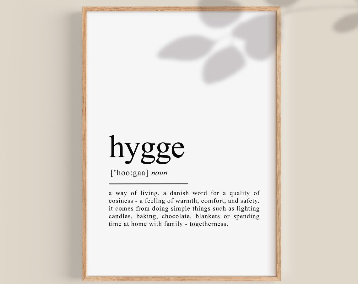 Hygge Definition Print, Scandinavian Typography Art
