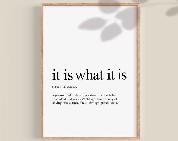 Funny Office Wall Art Funny Home Office Decor It Is What It Is Definition Print Fuck Wall Art Wall Art