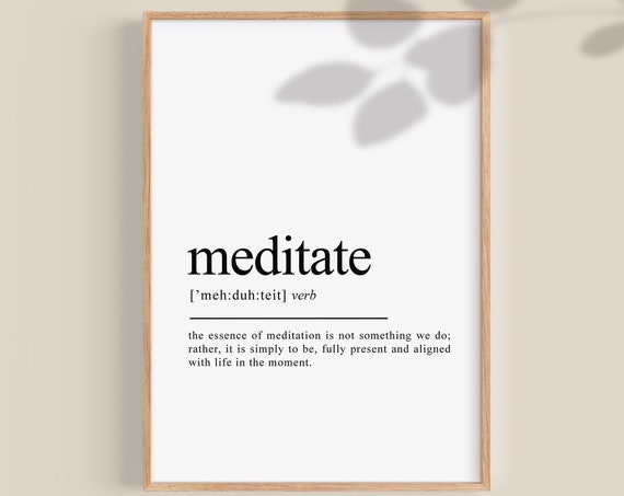 Meditate Definition Print, Yoga Studio Decor