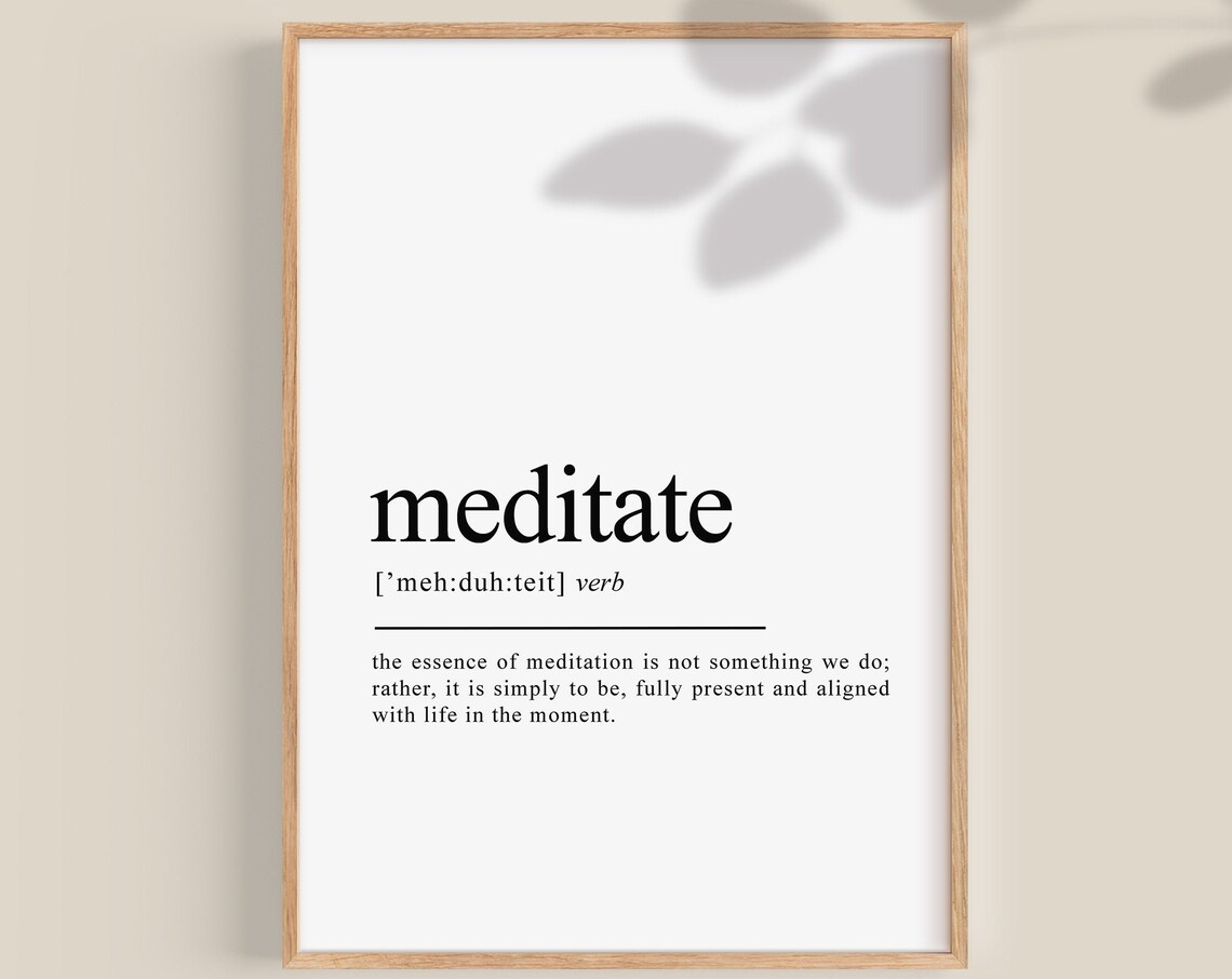 Meditate Definition Print, Yoga Studio Decor