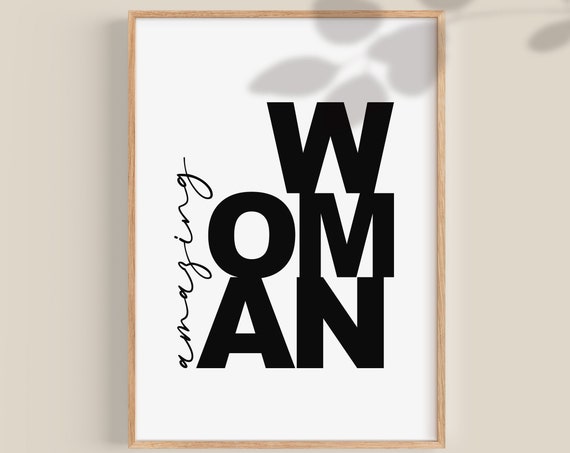 Feminist Art Amazing Woman Poster Best Friend Gift Feminism Wall Art Motivational Poster Bestie Gift Cancer Survivor Gift Print Office