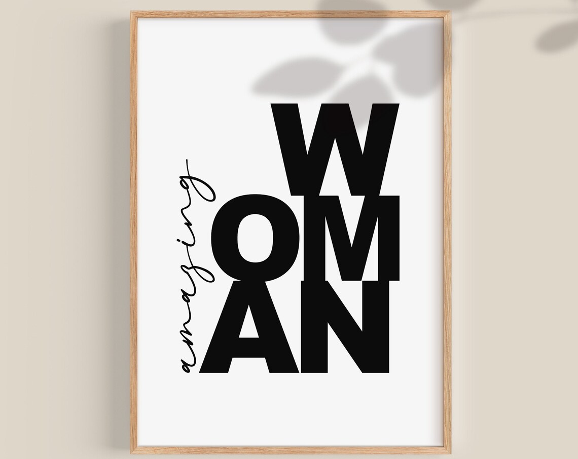 Amazing Woman Bold Typography Feminist Empowerment Gift Wall Art