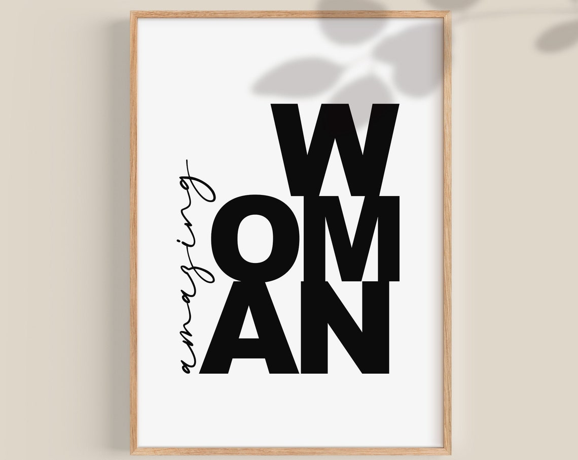 Feminist Art Amazing Woman Poster Best Friend Gift Feminism Wall Art Motivational Poster Bestie Gift Cancer Survivor Gift Print Office
