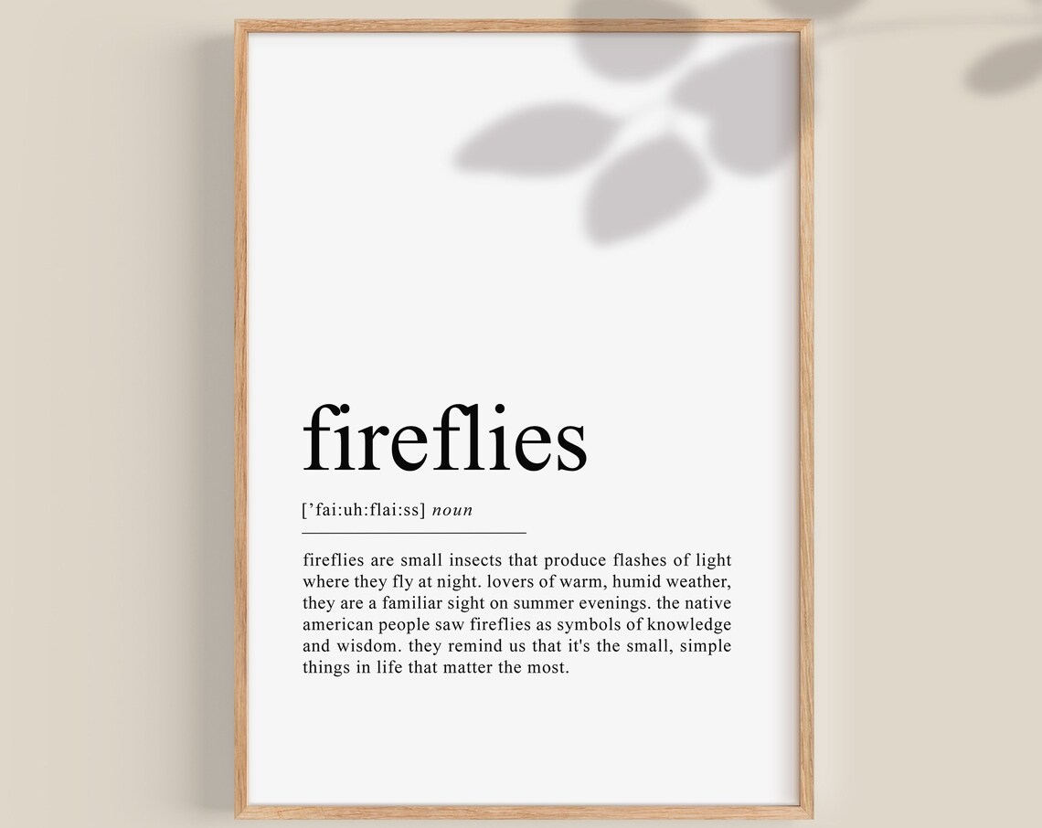 Fireflies Definition Art Print, Summer Wall Art