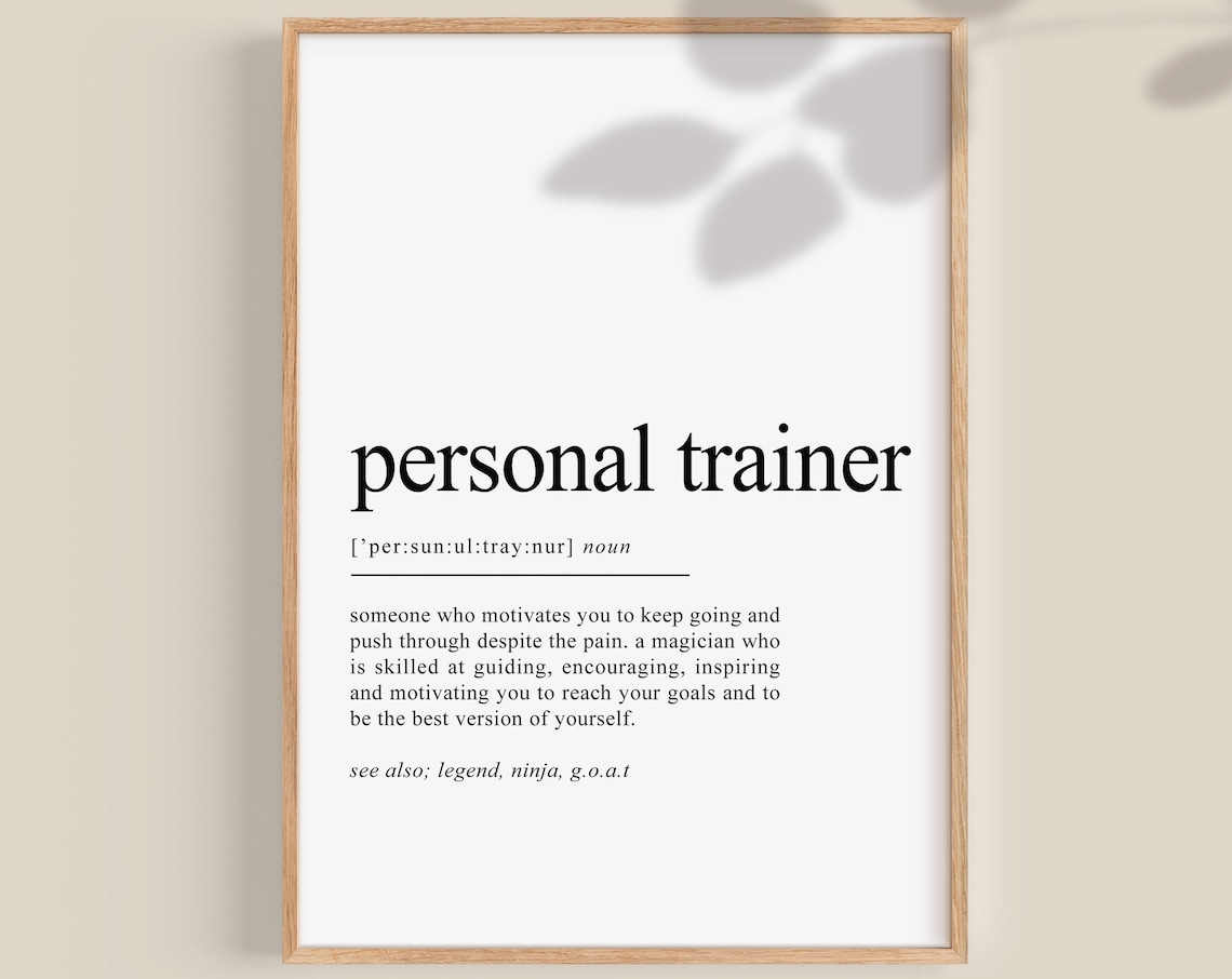 Personal Trainer Definition Print, Gym Wall Decor