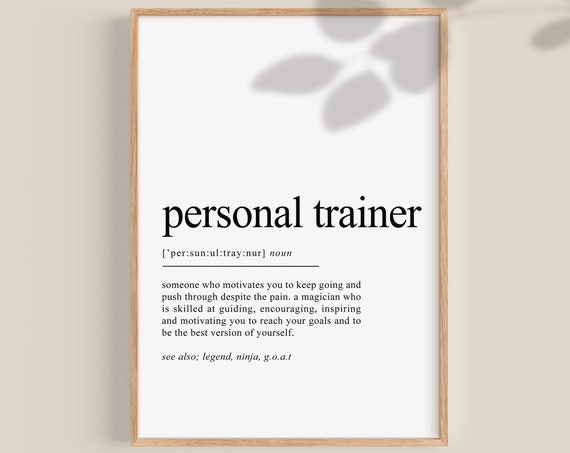 Personal Trainer Definition Print, Gym Wall Decor