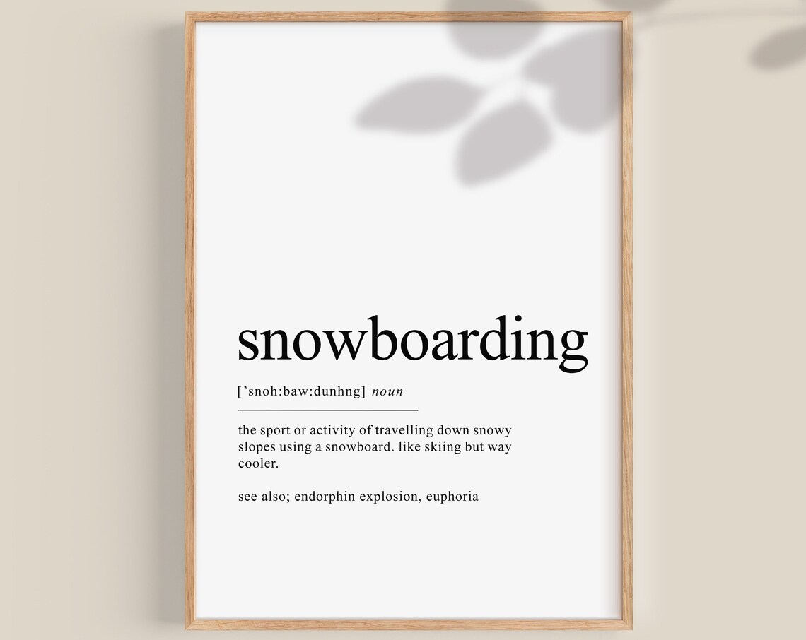 Snowboarding Definition Print, Snowboarder Gift Art