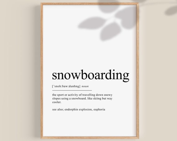 Snowboarding Definition Print, Snowboarder Gift Art