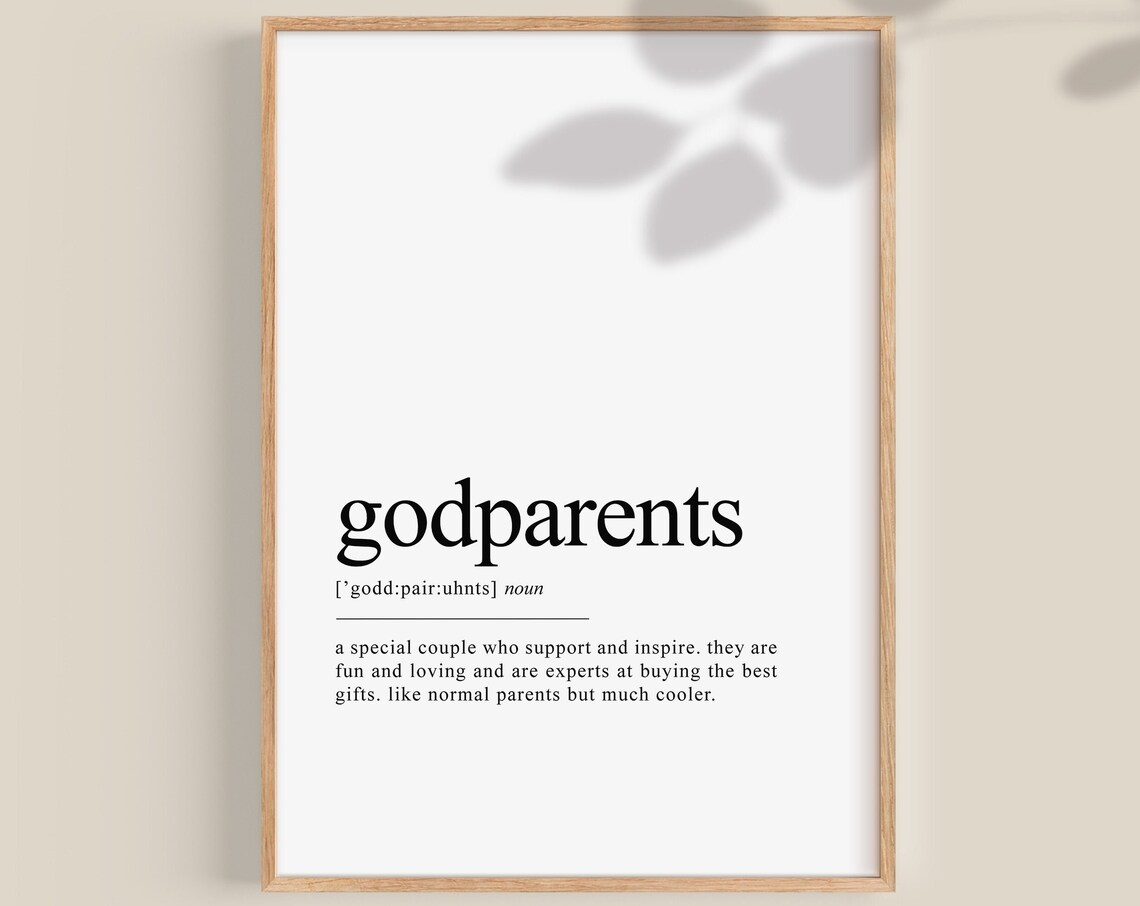 Godparents Definition Noun Meaning Gift Word Typography Wall Art