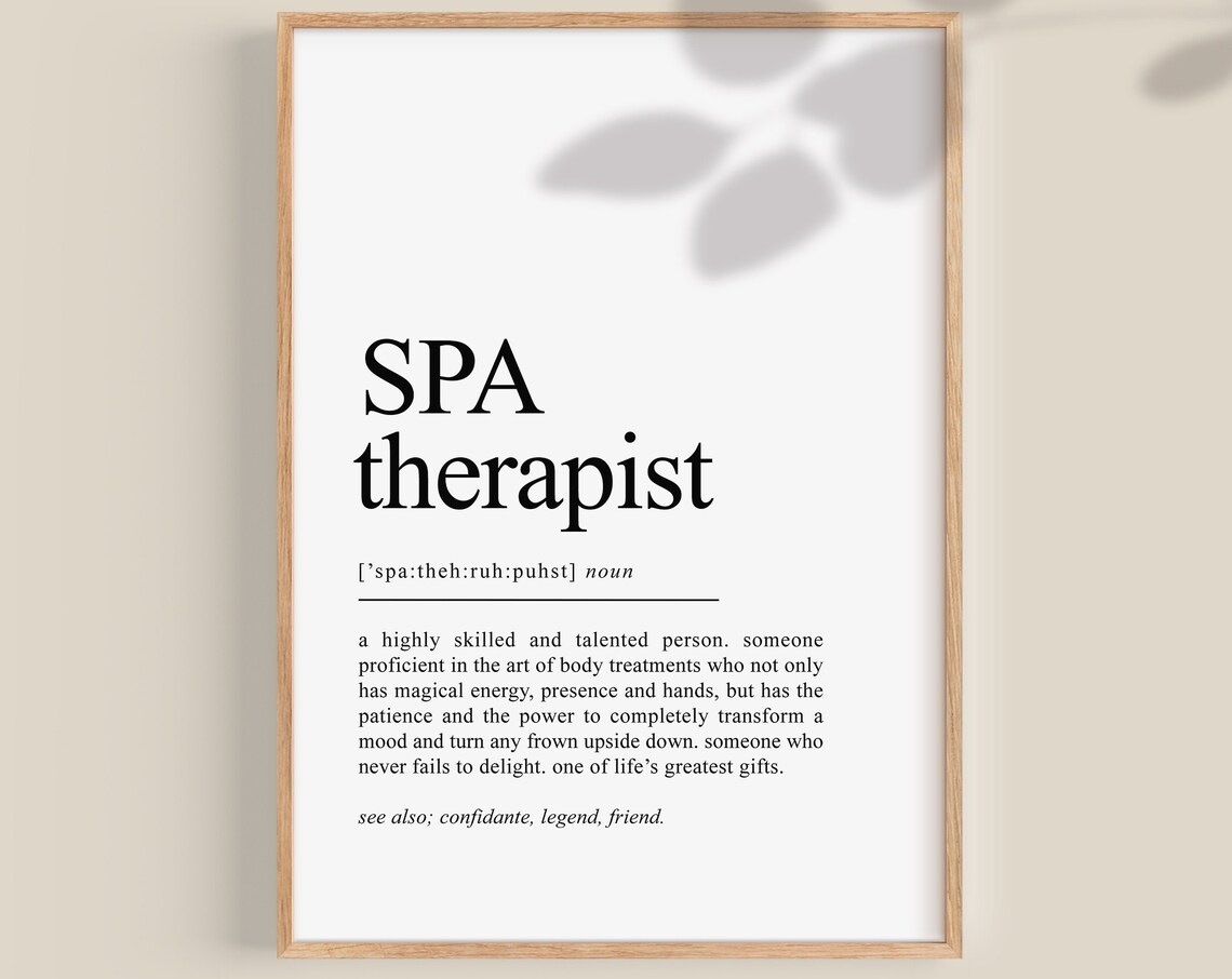 Spa Therapist Definition Art Print, Spa Salon Decor