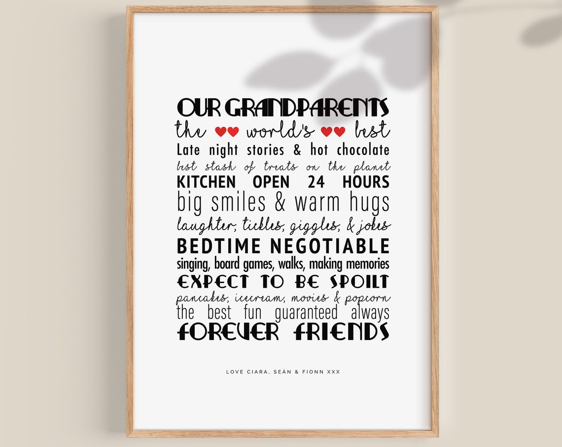 Grandparent Gifts Grandparents Gifts Gifts For Grandparents Birthday Grandma Gift Grandad Wall Art