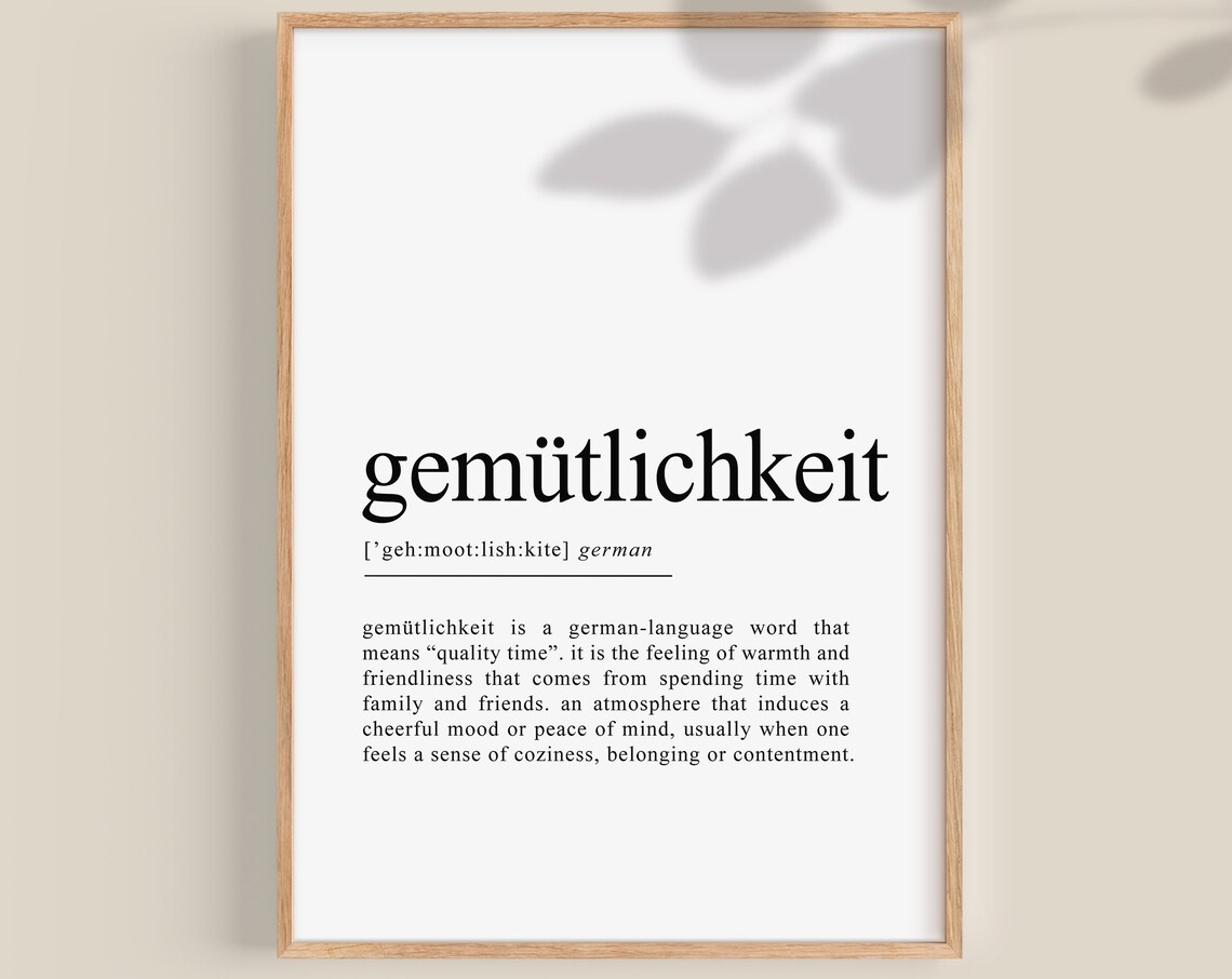 Gemütlichkeit Definition Poster, German Wall Art