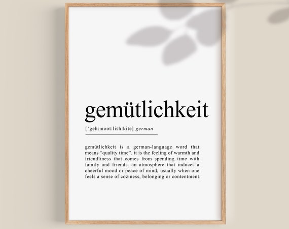 Gemütlichkeit Definition Poster, German Wall Art