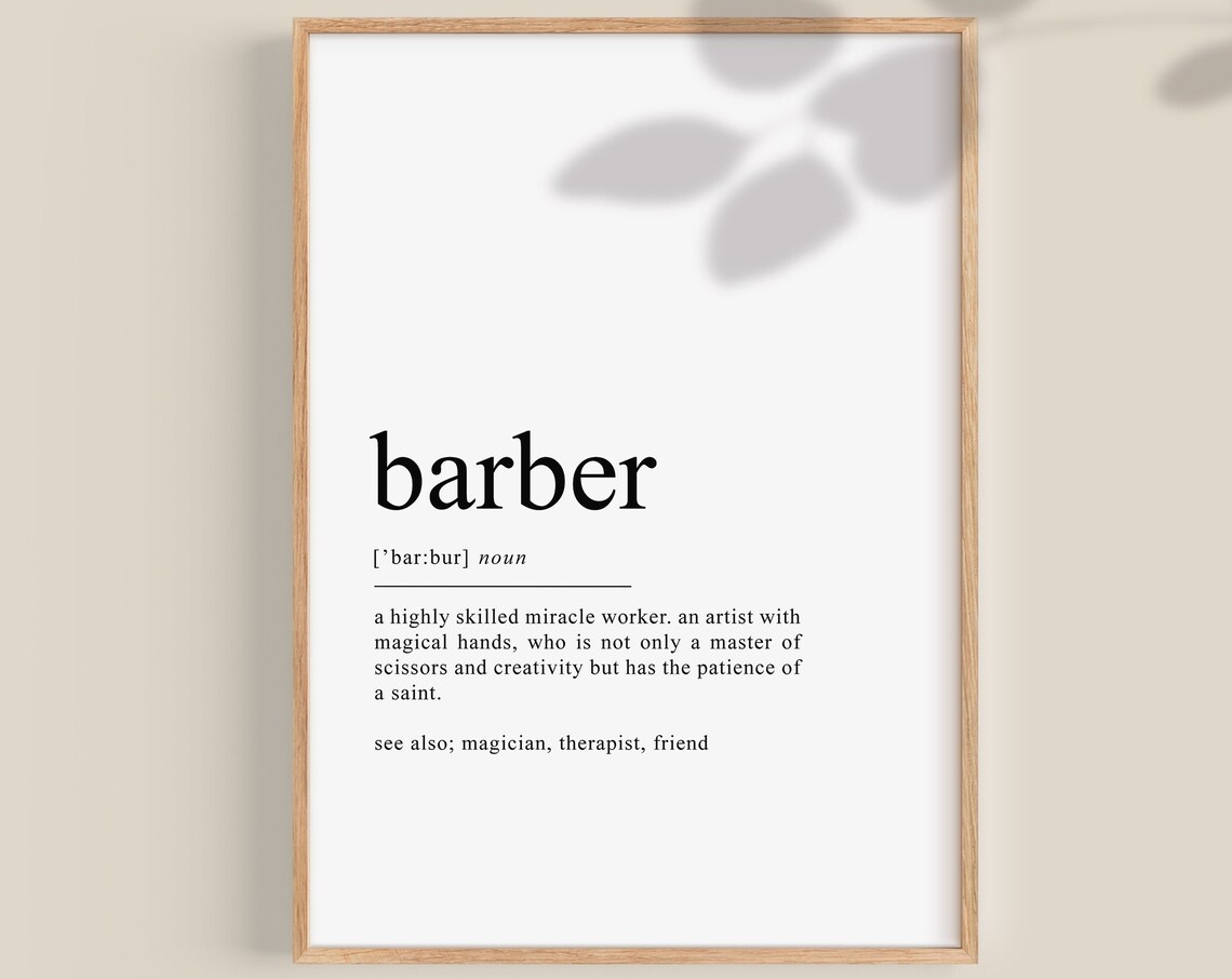 Barber Definition Poster, Male Hairdresser Wall Art