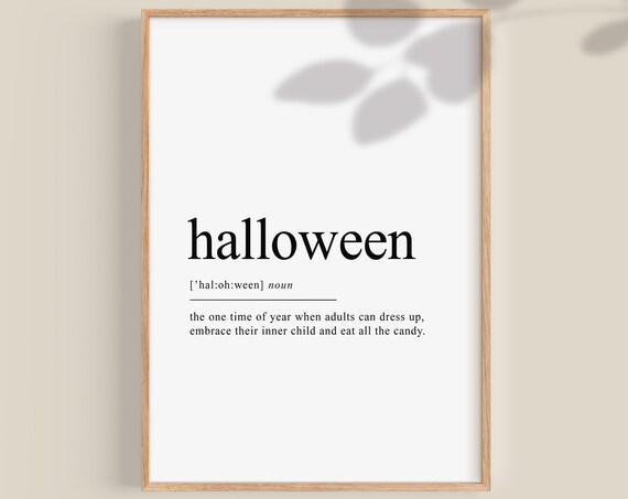 Funny Halloween Dictionary Definition Typographic Fall Poster