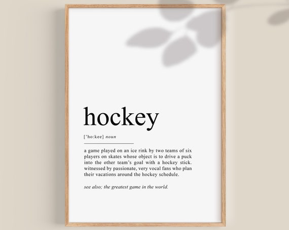 Ice Hockey Definition Art Print, Coach Gift Decor