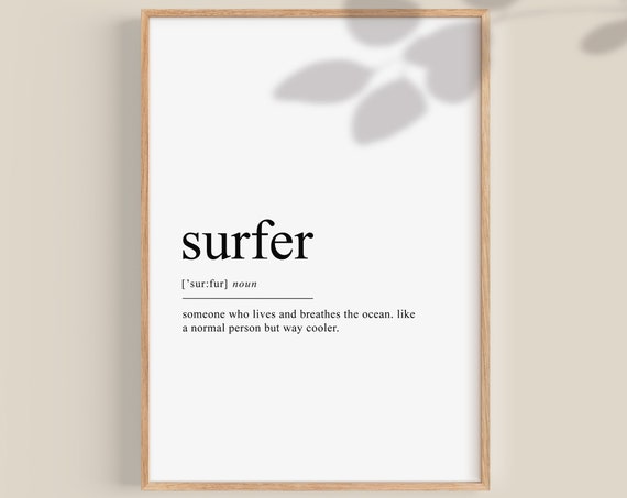 Surfer Definition Art Print, Surf Decor Wall Art