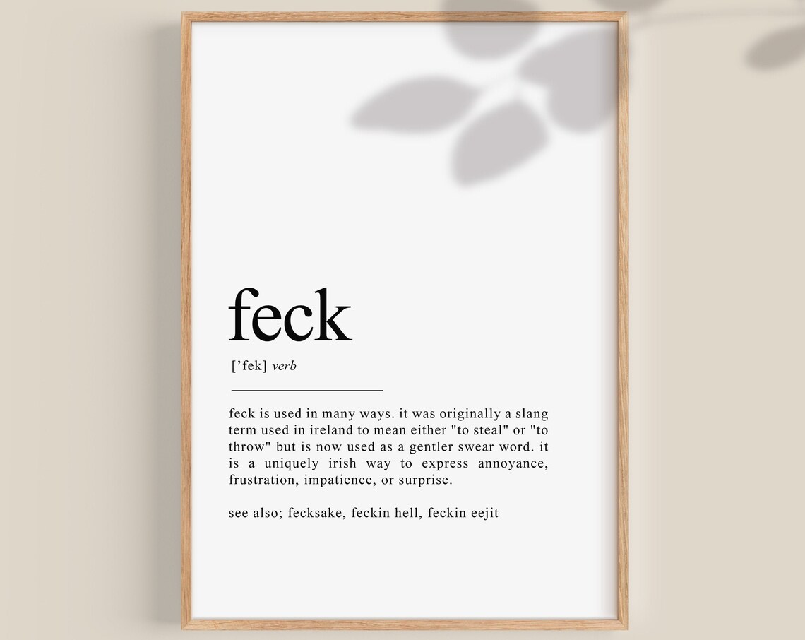 Feck Definition Print, Irish Gift Wall Art