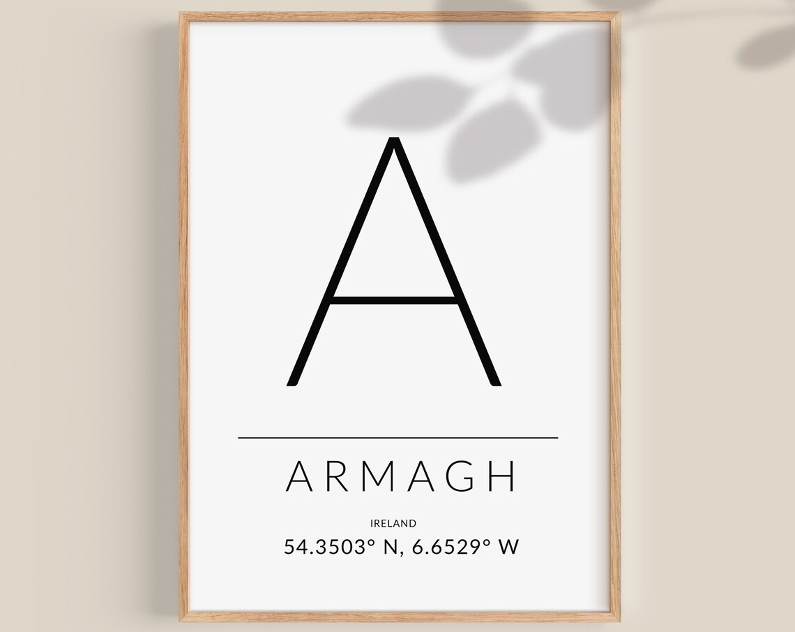 Armagh Irish Map Coordinates Travel Poster