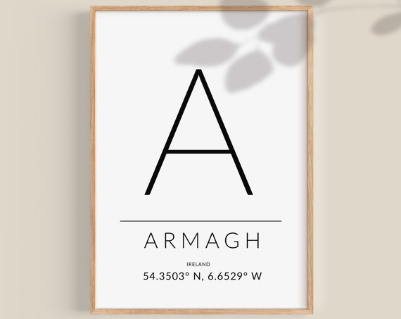 Armagh Irish Map Coordinates Travel Poster