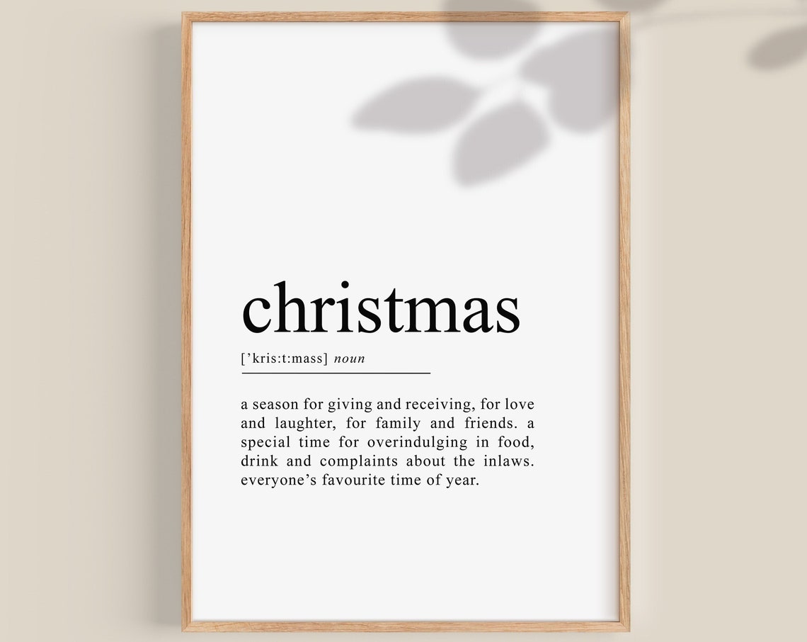 Funny Christmas Dictionary Definition Witty Holiday Humor Print