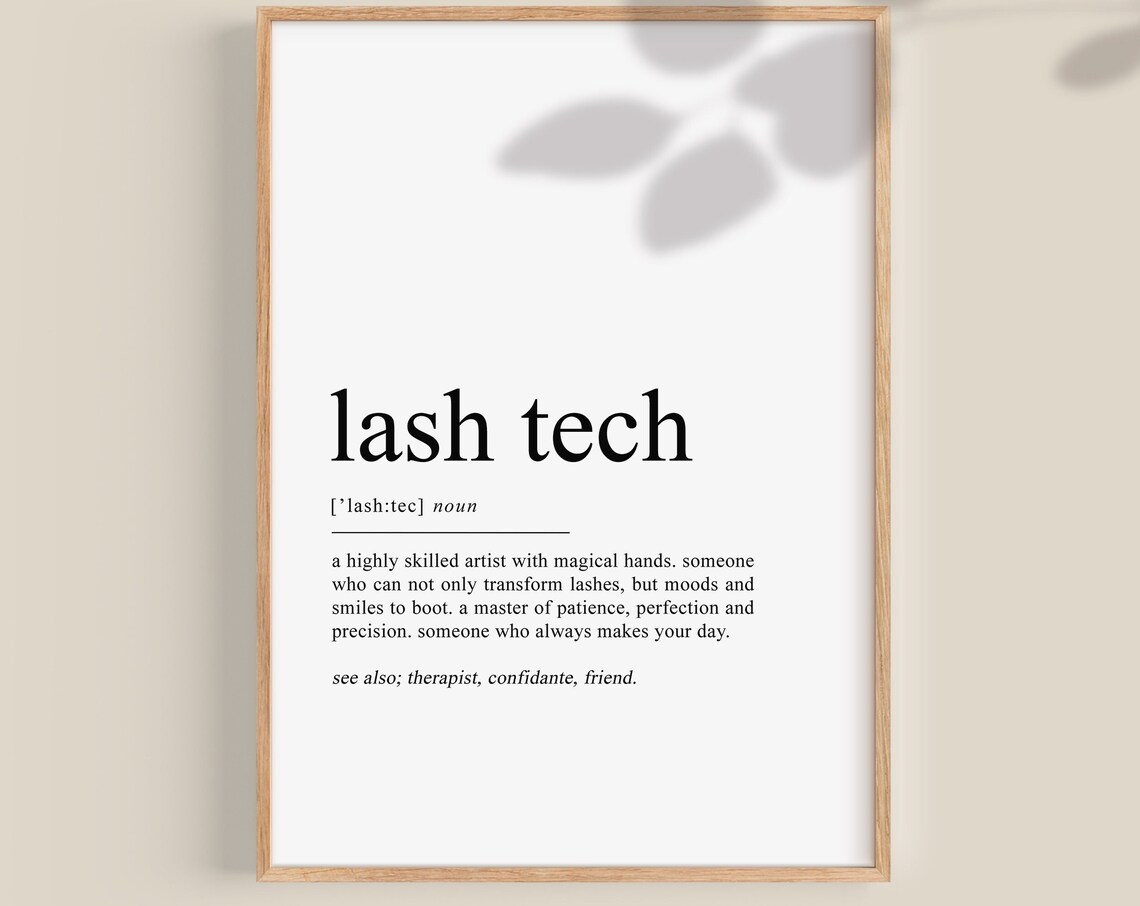 Lash Tech Definition Print, Lash Salon Decor