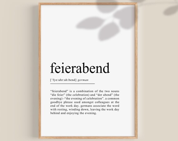 Feierabend Definition German Wall Art, Office Decor