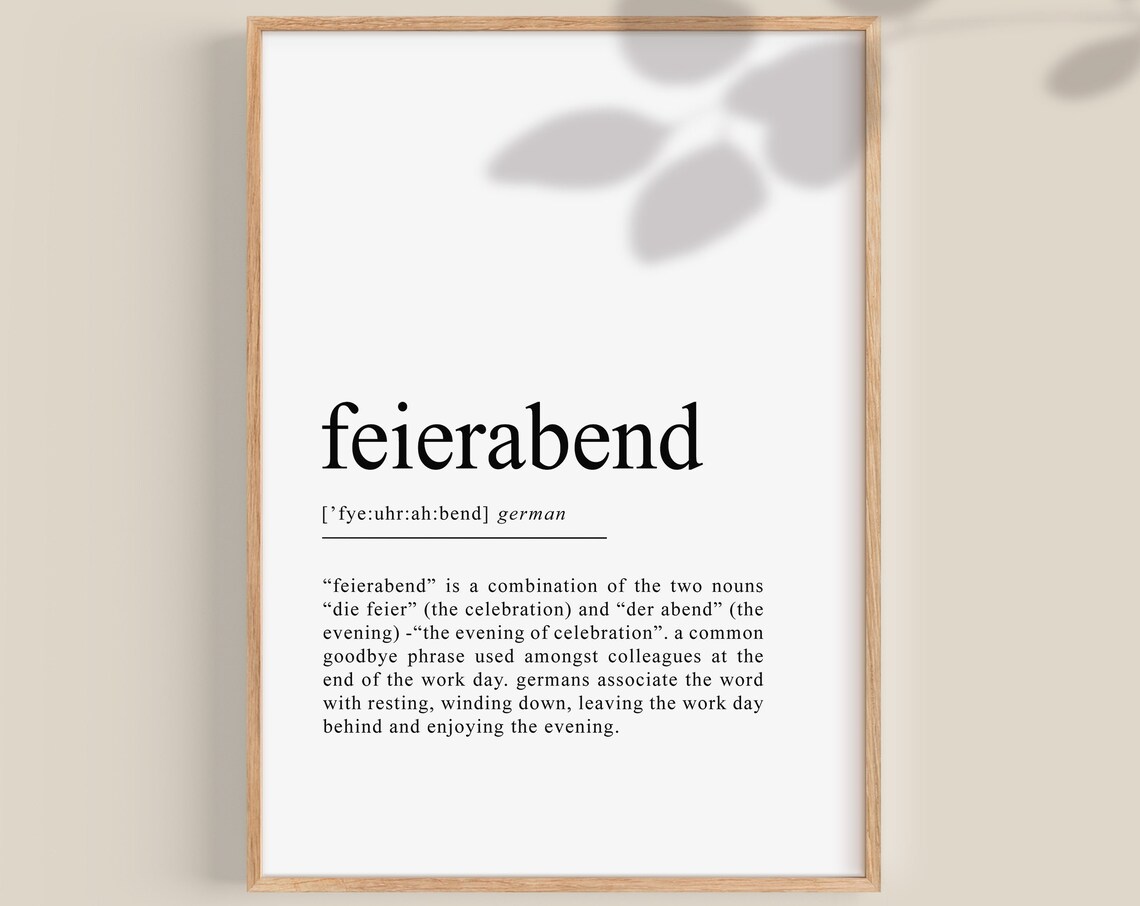 Feierabend Definition German Wall Art, Office Decor