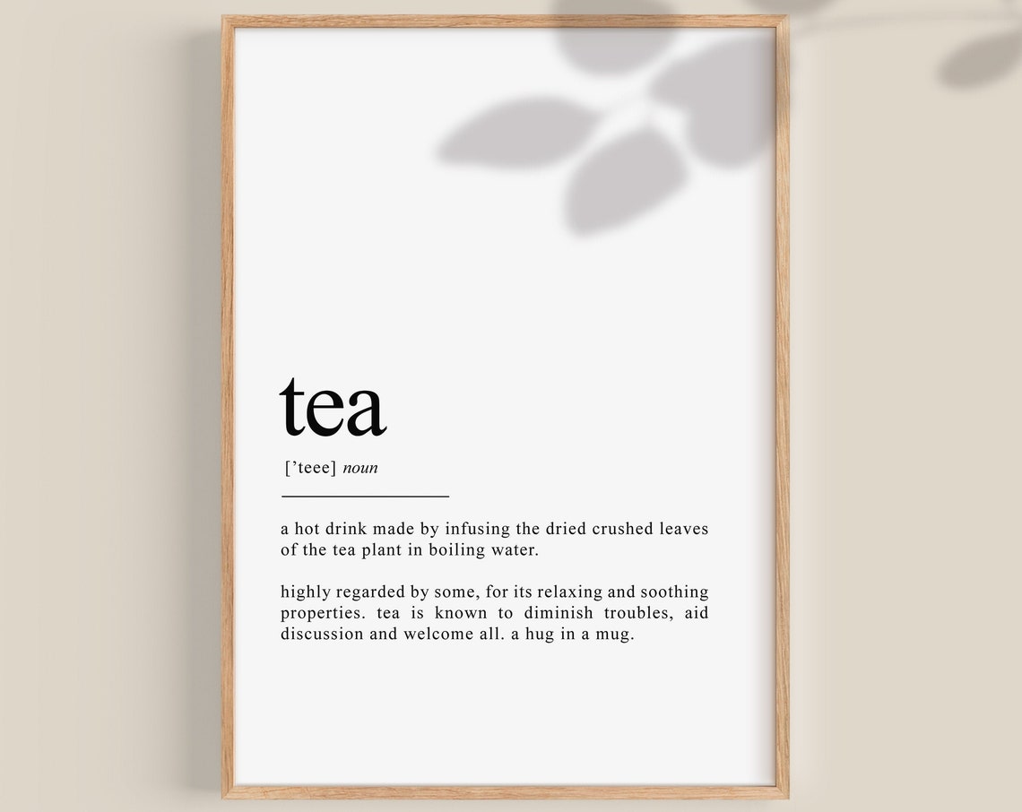 Tea Dictionary Definition Print for Tea Lovers Kitchen Wall Decor