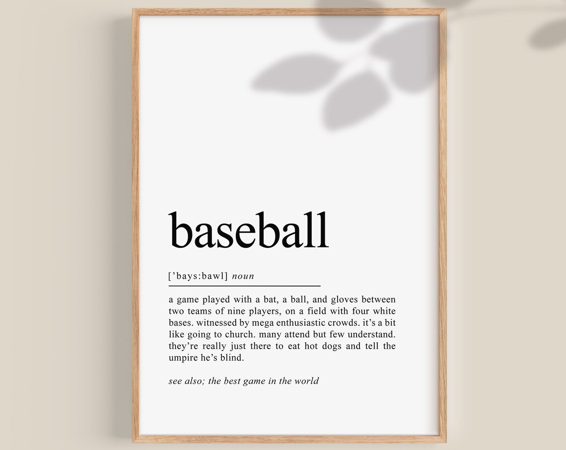 Baseball Definition Art Print, Teen Room Decor