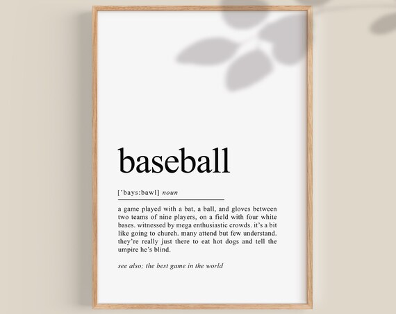 Baseball Definition Art Print, Teen Room Decor