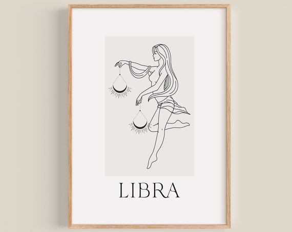 Libra Woman Libra Print Libra Zodiac Print Libra Wall Art Home Decor Star Sign Print Libra Gift Star Sign Home Decor Libra Birthday
