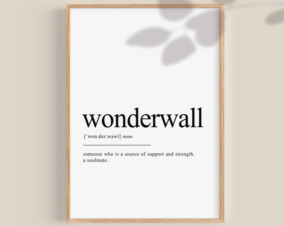 Wonderwall Definition Poster, Soulmate Gift