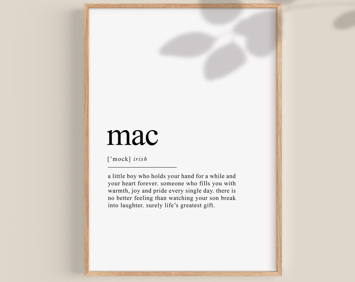 Irish Son Definition Print, Gaelic Wall Art Gift