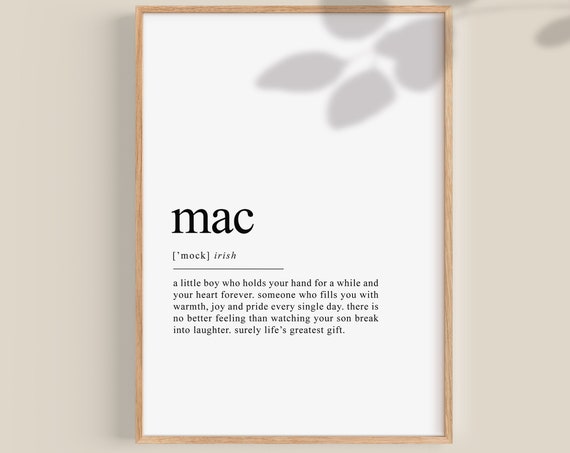 Irish Son Definition Print, Gaelic Wall Art Gift