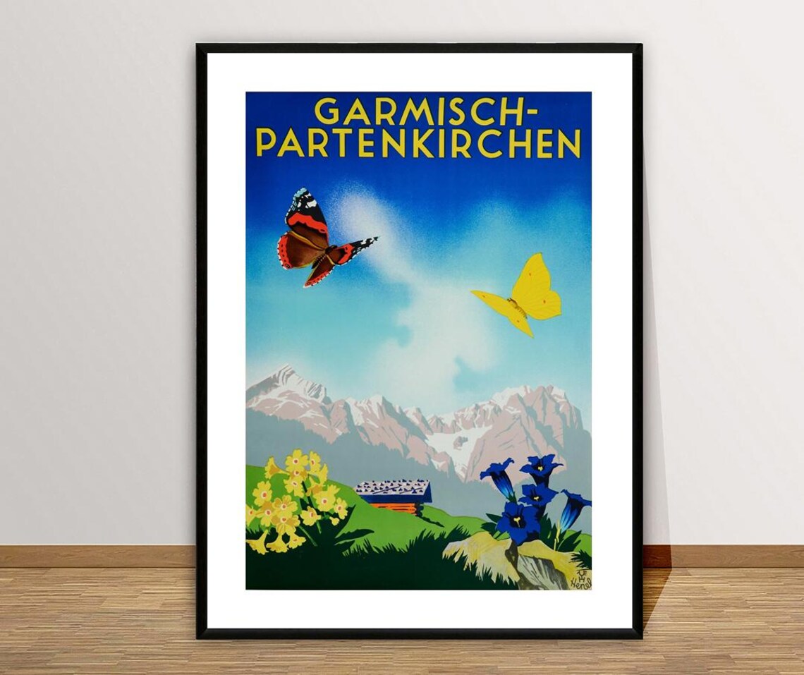 Garmisch Partenkirchen Bavarian Alpine Summer Vintage Travel Poster - Image 2