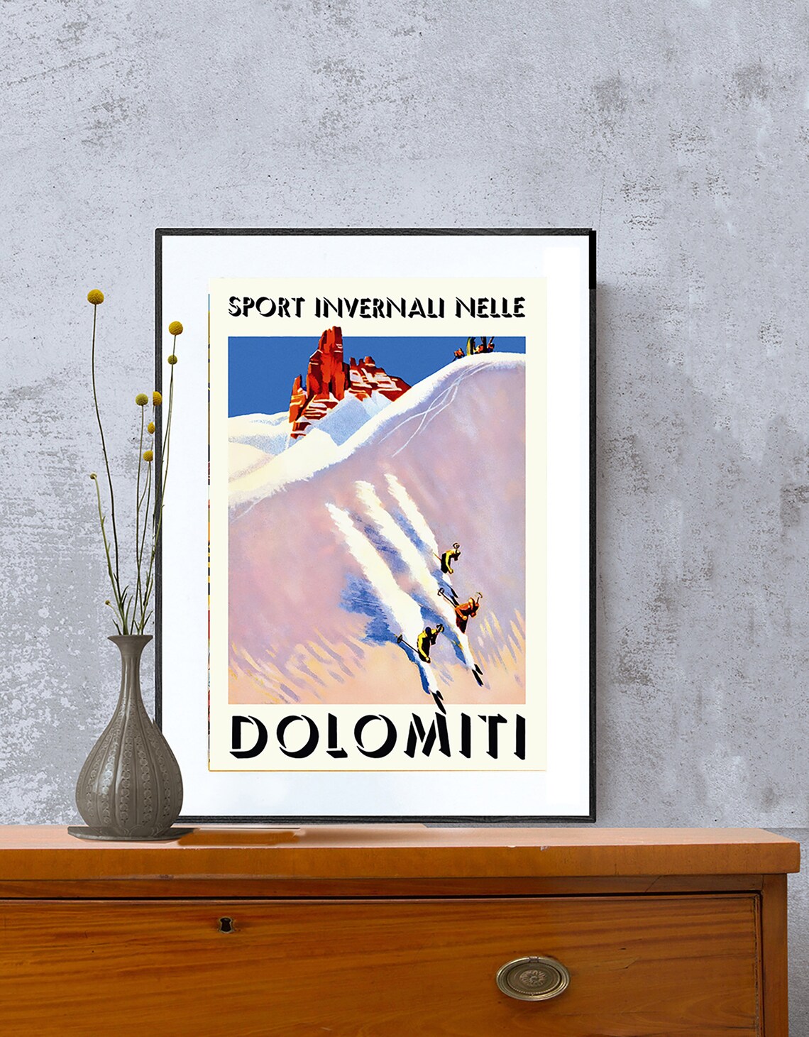 Dolomiti Vintage Travel Poster, Winter Sports Artwork - Image 2