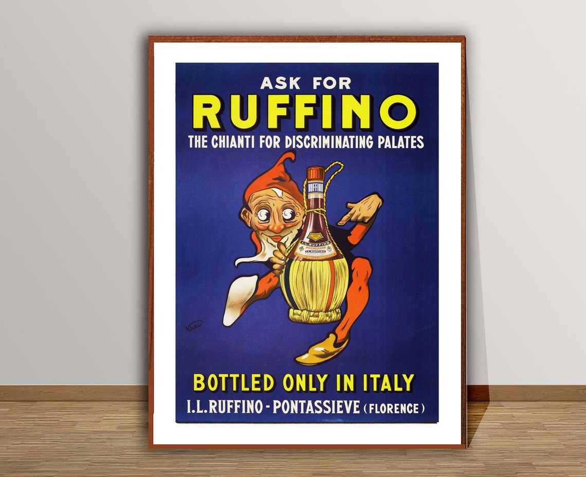 Ruffino Chianti Italian Wine Gnome Fiasco Vintage Advertising Poster - Image 2